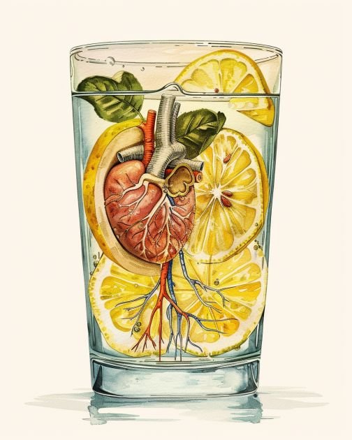 Lemon water benefits for heart and liver health.